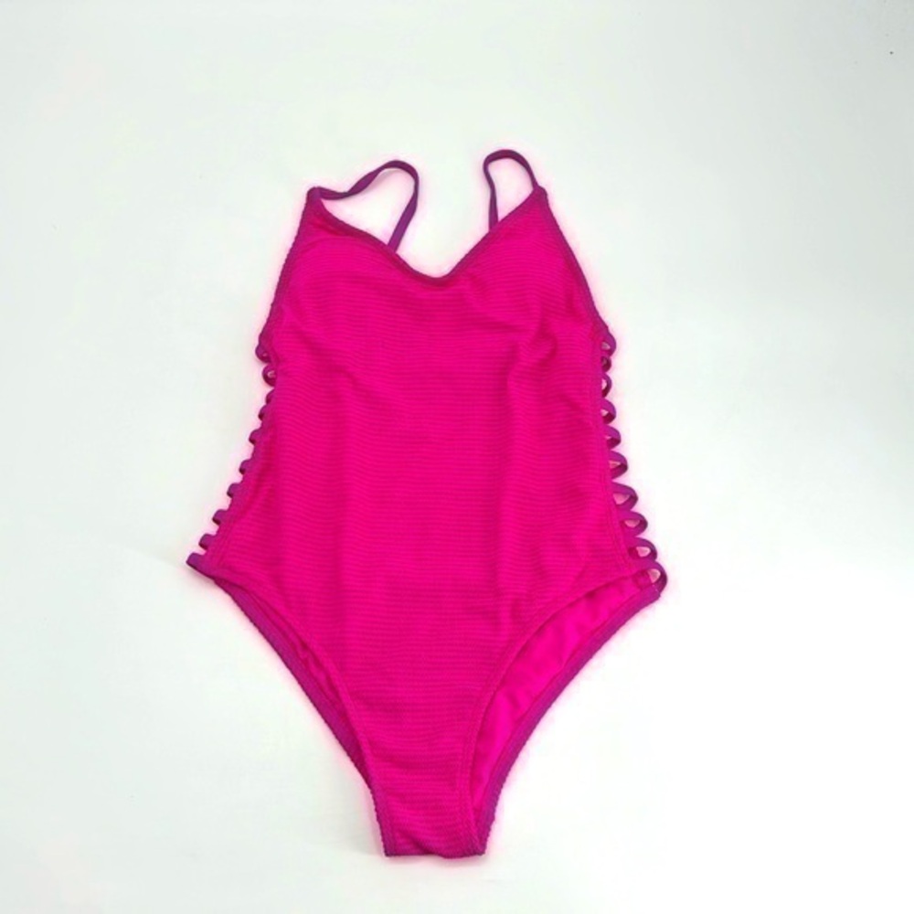 UEC Hot pink Xhileration one piece bathing suit medium textured fabric